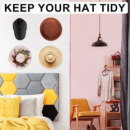 16 PCS Adhesive Hat Hooks for Wall Baseball Cap Rack Hat Wall Hanger
