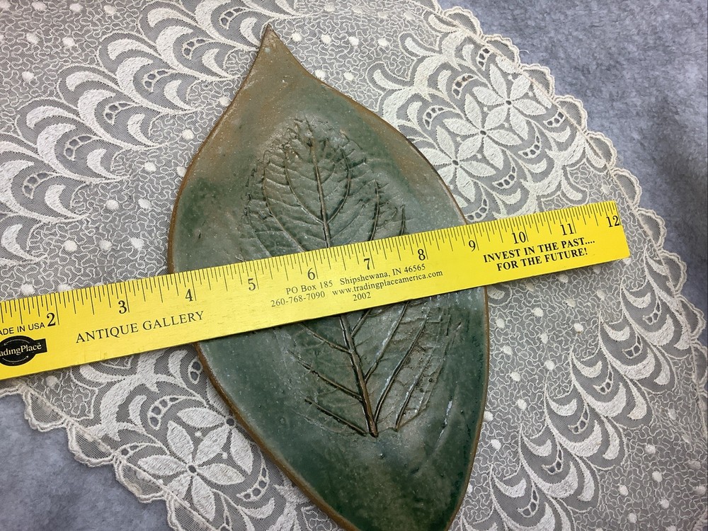 Handmade Studio Pottery Leaf Imprint Trinket Dish