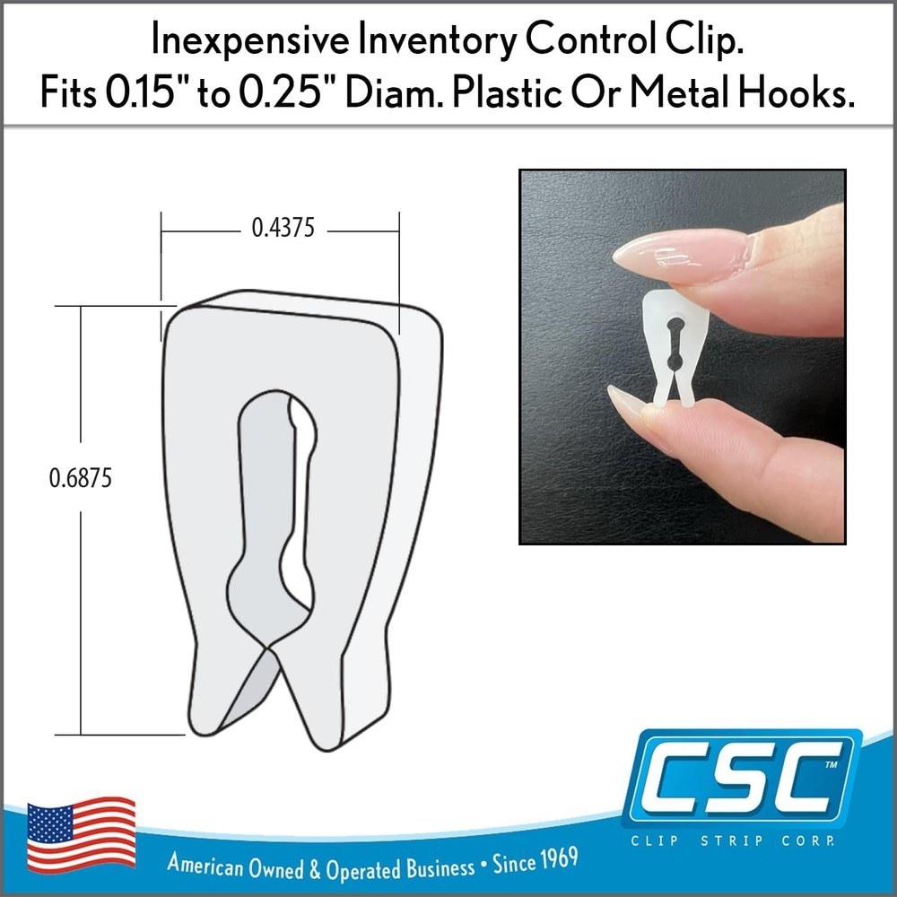 Clear Adjustable Inventory Control Clips - 300 Pack for Peg Hook Display Control