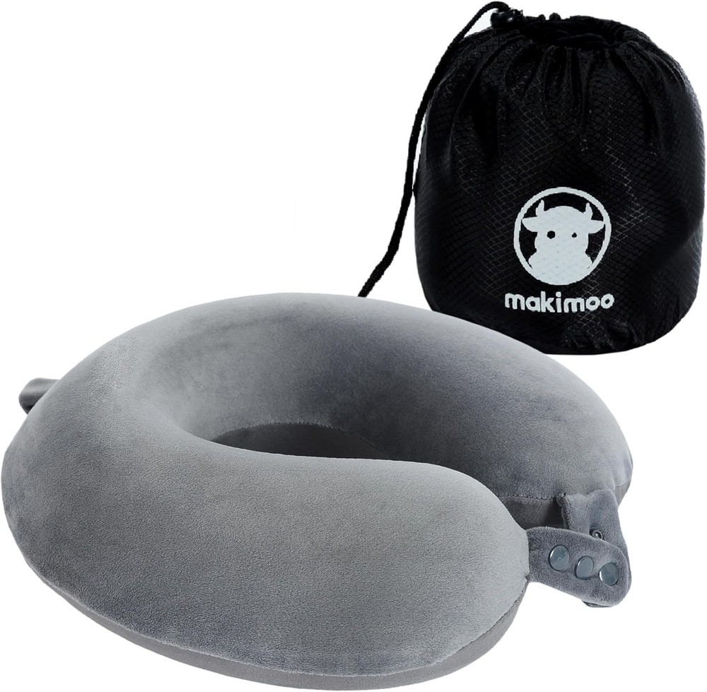 Adjustable Memory Foam Neck Pillow for Travel - Compact & Supportive Design