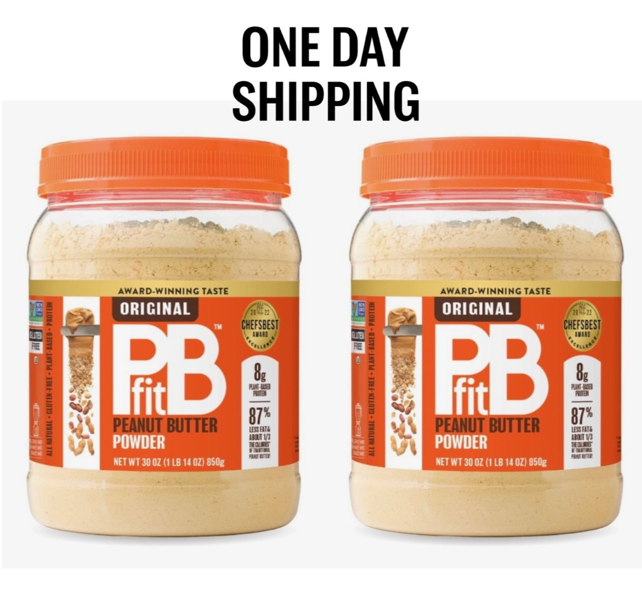 2 Pack - PBfit All-Natural Gluten-Free Peanut Butter Powder 30 oz.