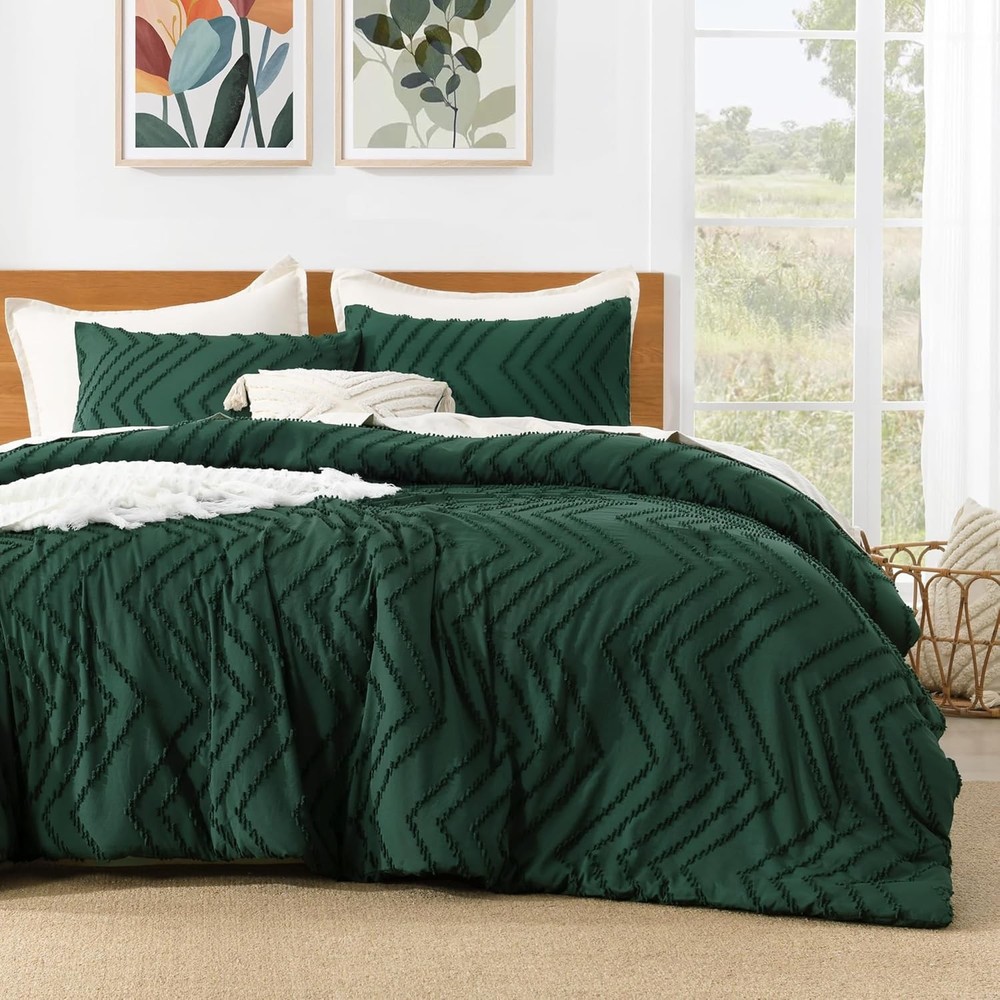 Down comforter set, deep emerald green, 3-piece set