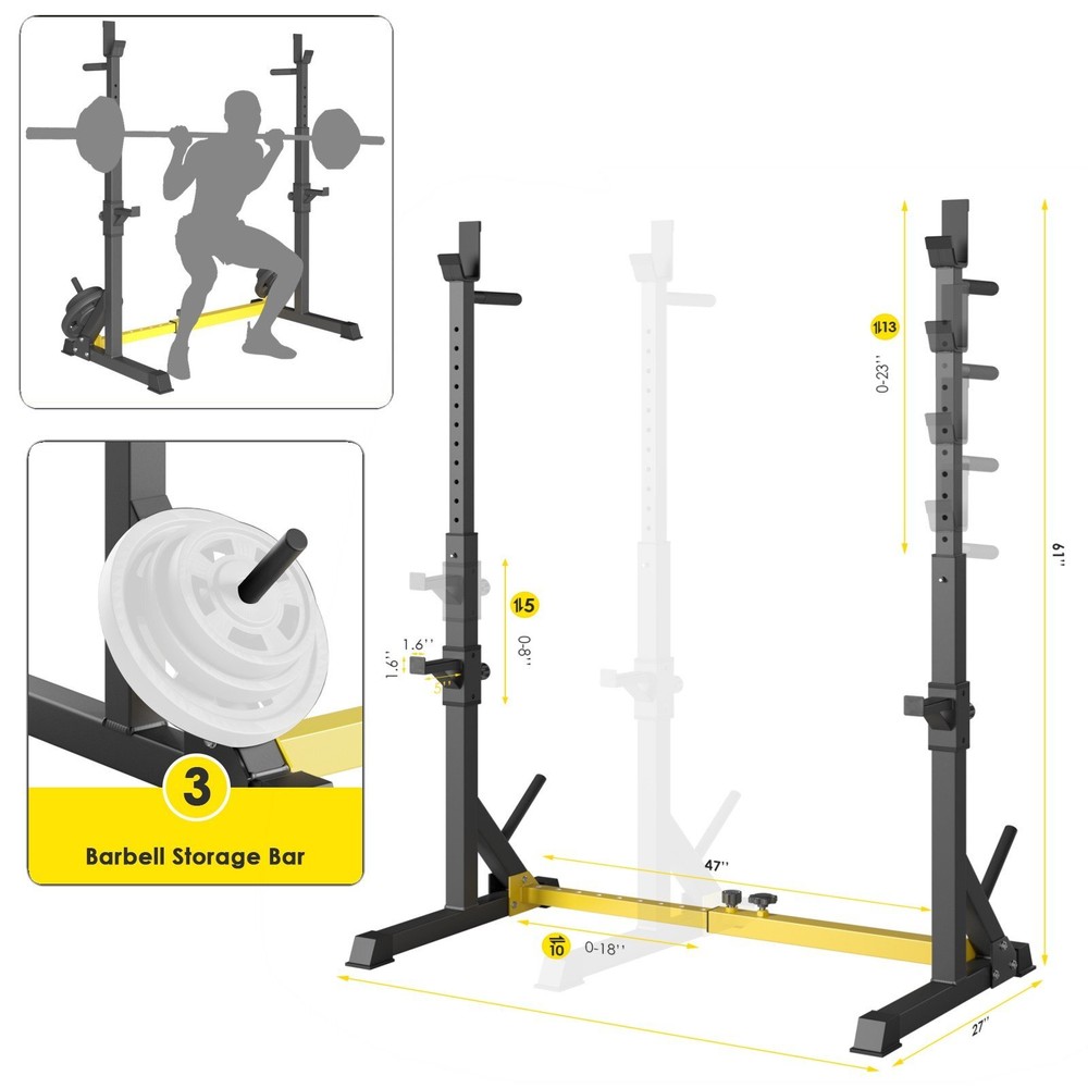 Adjustable Squat Rack Bench Press Rack Multifunction Barbell Stand Rack Home Gym