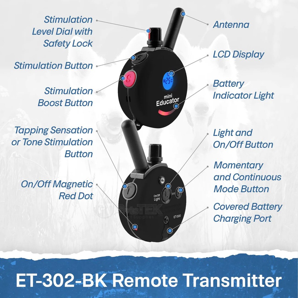 Mini Educator ET-302 Remote Dog Training Collar Black by E-Collar Technologies