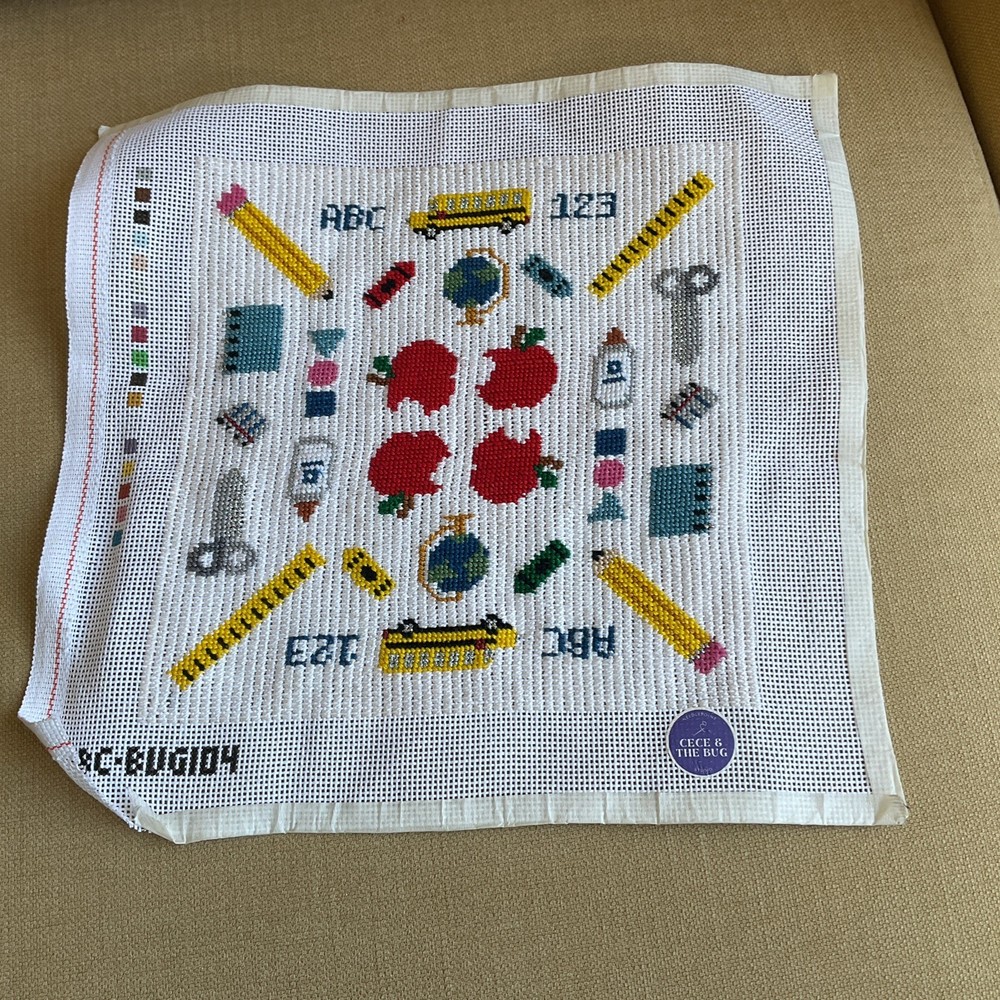 COMPLETED SCHOOL DAYS NEEDLEPOINT CANVAS! DONE BY ME