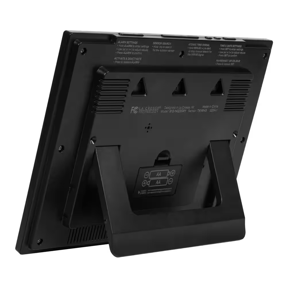 Atomic Digital Clock with Temperature and Forecast in Gray/Silver