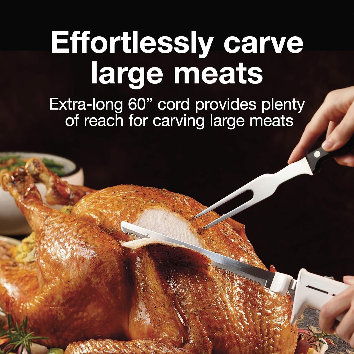 Electric Carving Knife for Meats & Bread, Lightweight, White