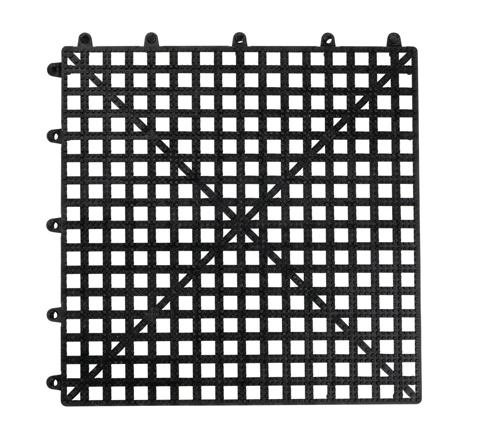48 Pack 12"x12" Non Slip Interlocking Self Drainage Tiles - 1/2" Thick, Black