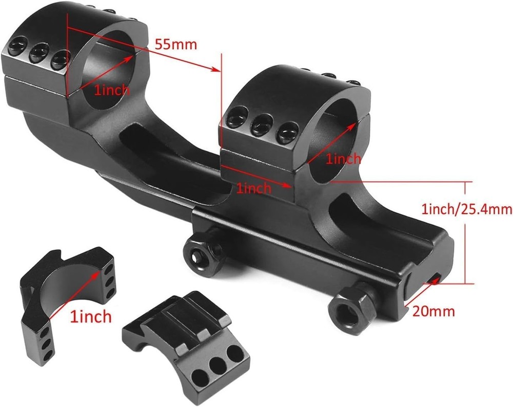 Dual Ring Scope Mount with 20mm Picatinny Compatibility and Accessory Rail