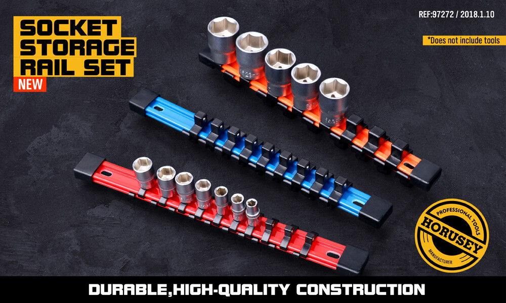 6PC Double Sided Socket Organizer Holders 1/4" 3/8" 1/2" Portable / Wall-mounted