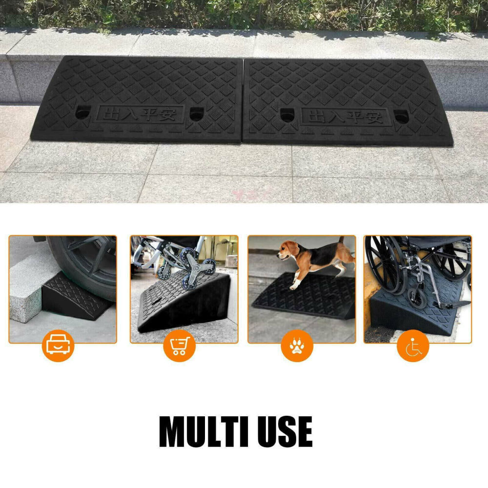 2 Pack Driveway Ramp Heavy Duty Vehicle Curb Rubber Threshold Ramp Professional