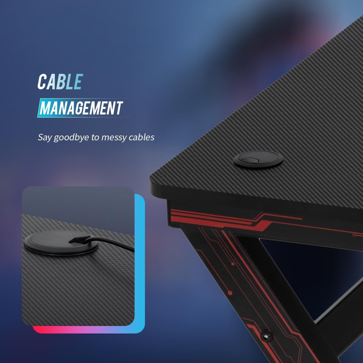 47 Inch Gaming Desk PC Carbon Fiber Table Ultimate Gamer Workstation