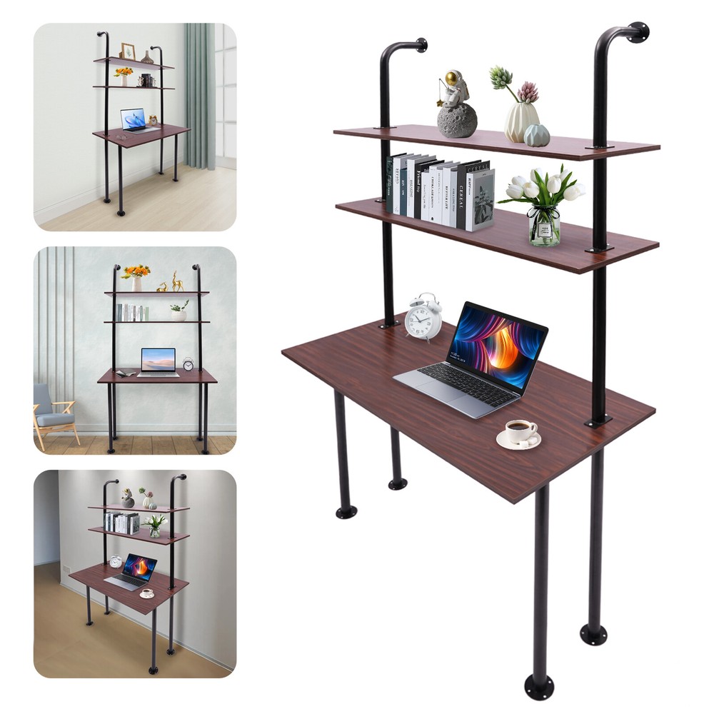 Metal Bracket Desk Wall Mounted Space-saving Computer Table Load-bearing Office
