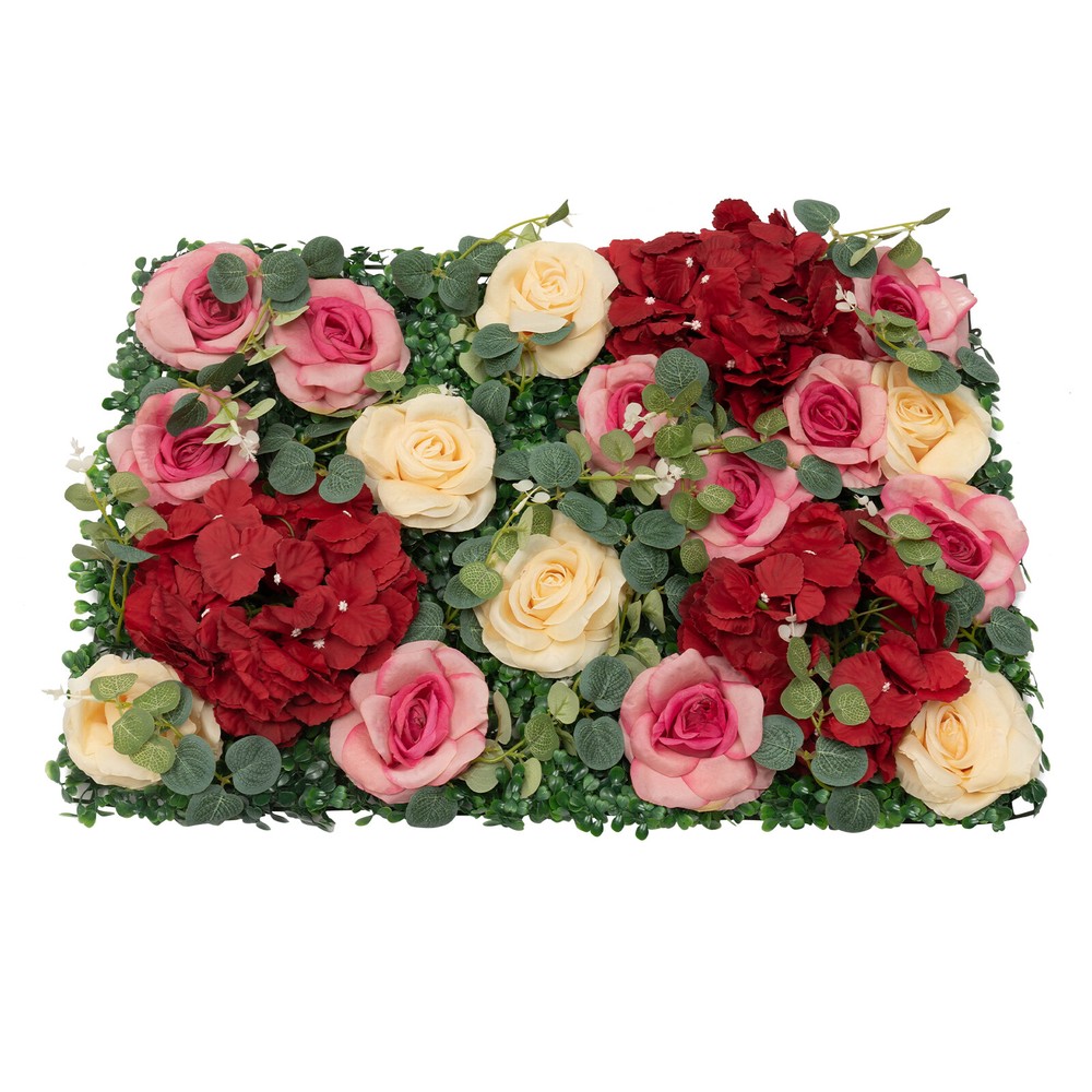 6 Pcs Wedding Artificial Flower Wall Panel Backdrop Rose Hydrangea Flower Decor