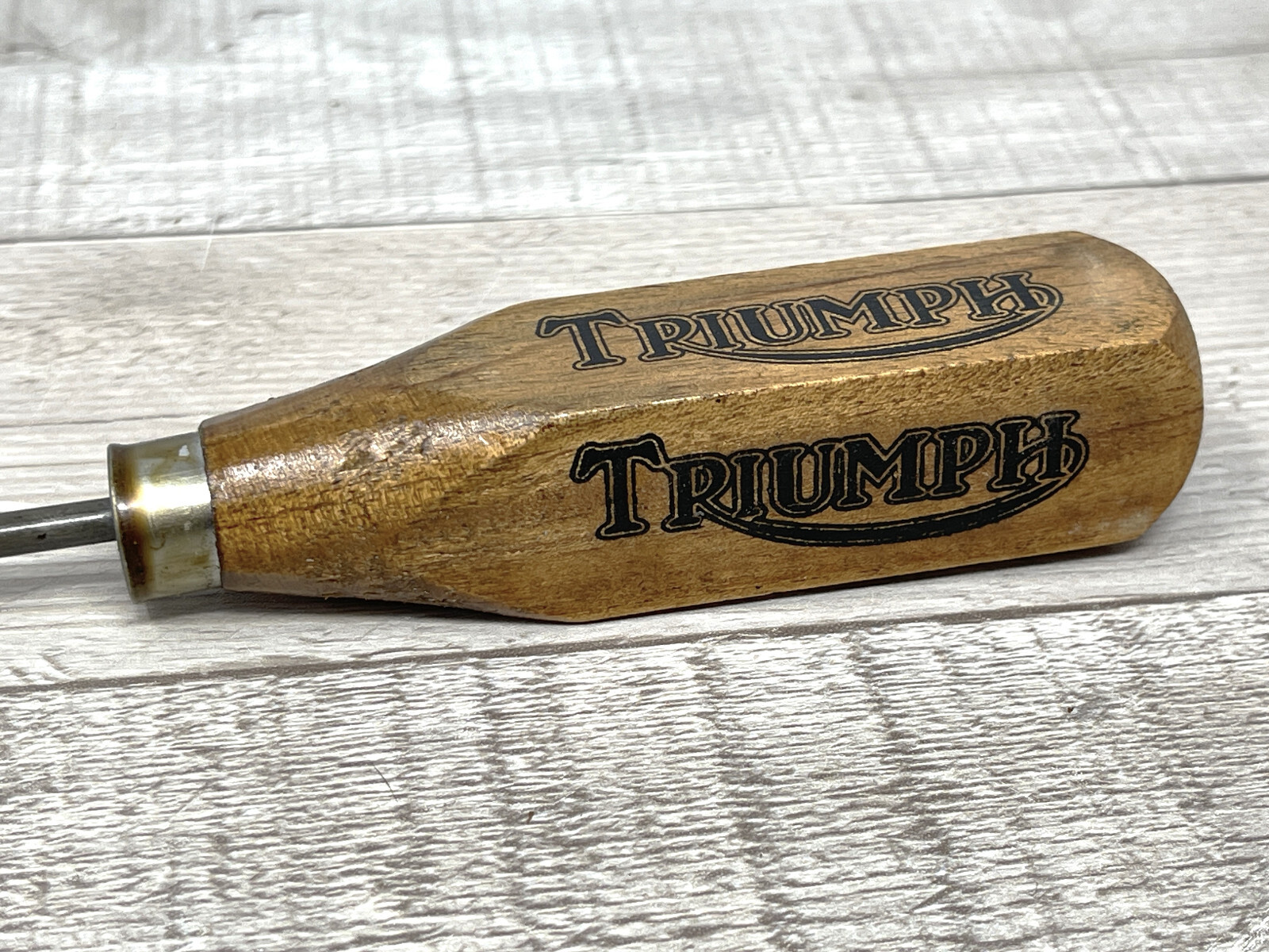 Vintage Style Replica Wood Handle Ice Pick Triumph Motorcycles Advertising