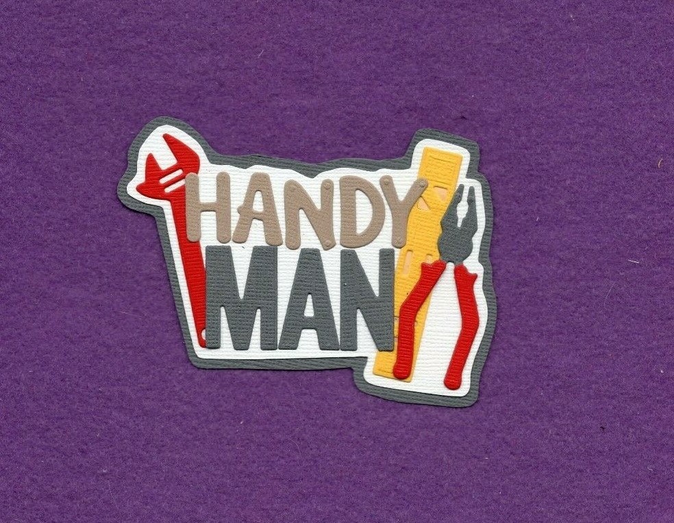 HANDY MAN title die cuts scrapbook cards