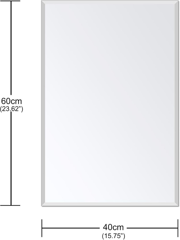Rectangle Wall Mirror Frameless Bathroom Mirror 16” x 24" Beveled Edge Mirror