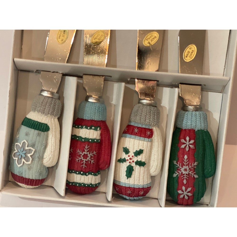 Holiday Christmas Mitten Appetizer Spreader Set