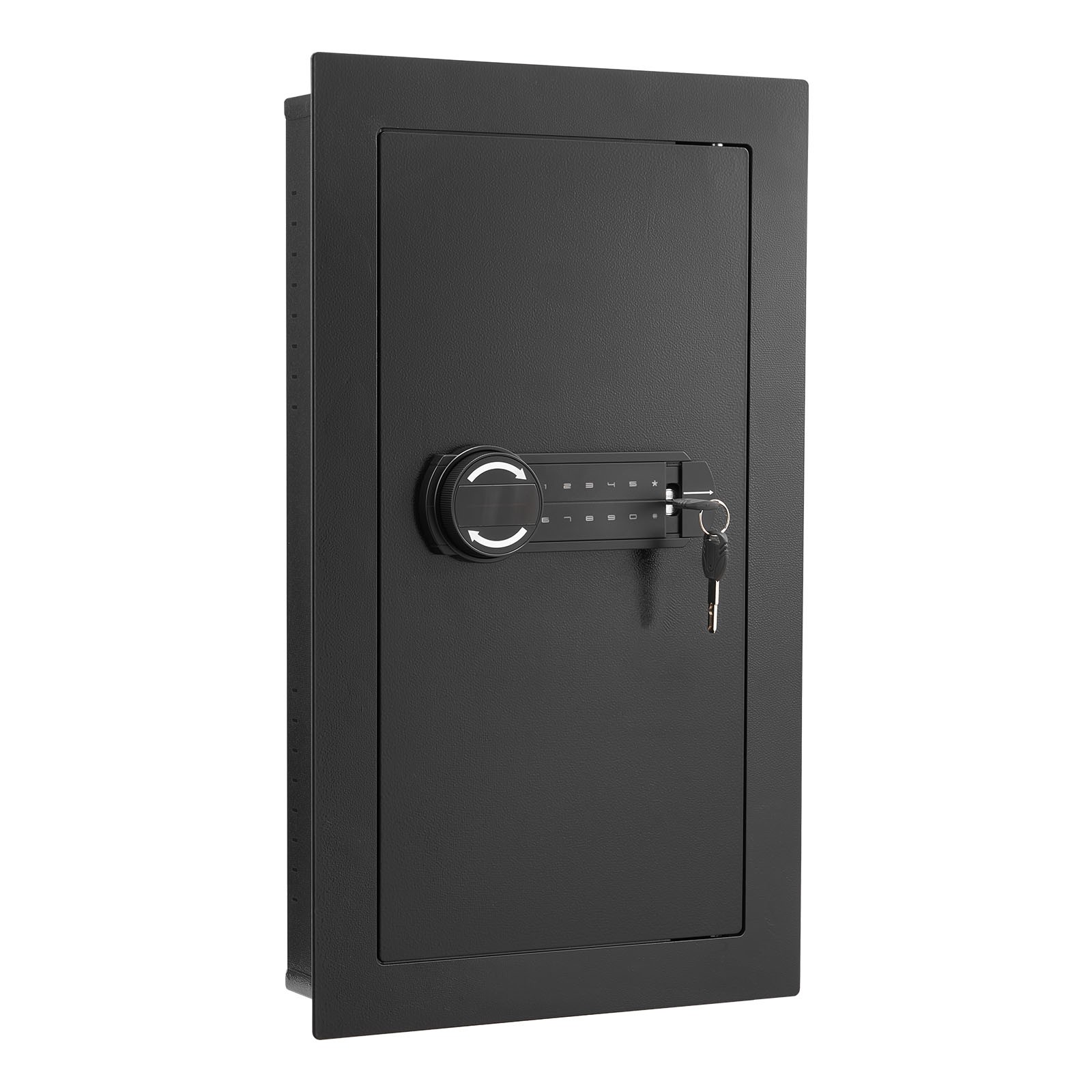 Uimoso 3-Tier Wall Safe with LED Light, Password & Key Access,Adjustable Shelves