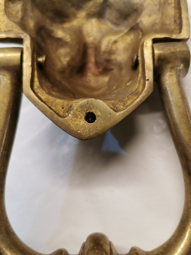 Vintage Solid Brass Lion's Mask / Face Door Knocker