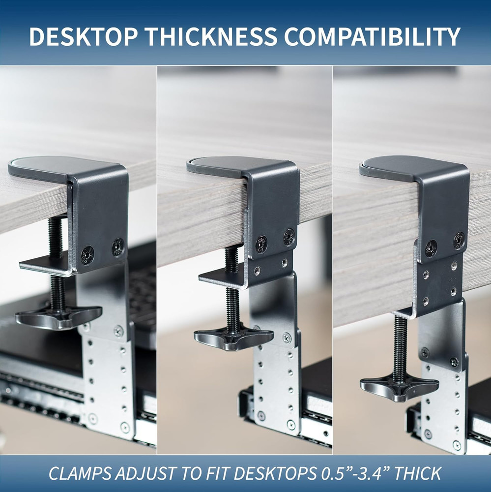 VIVO Large Height Adjustable Clamp-On Keyboard Tray, Extra Sturdy Pull Out Platf
