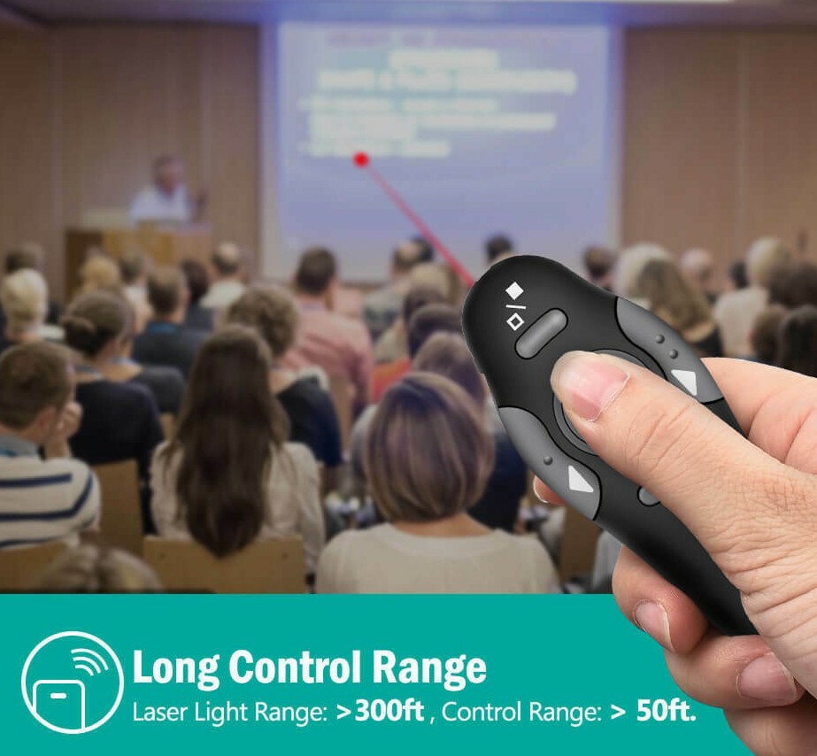 BEBONCOOL 2.4GHz USB Control PPT Wireless Presenter Remote w/ Red Laser Pointer