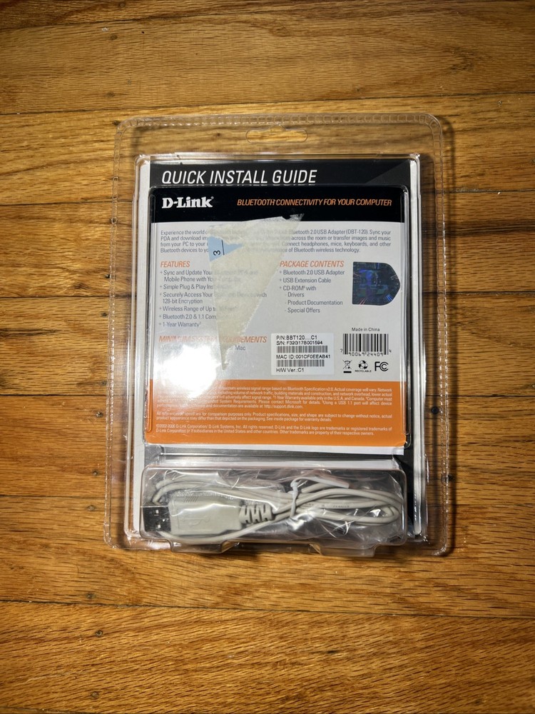 D-Link DBT-120 Bluetooth 2.0 USB Adapter - New & Sealed