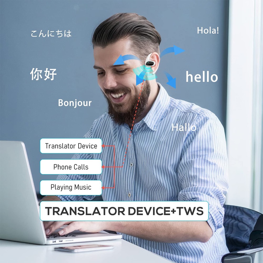 144 Language Translator Earbuds M8 Wireless Bluetooth Two Way Translator Device
