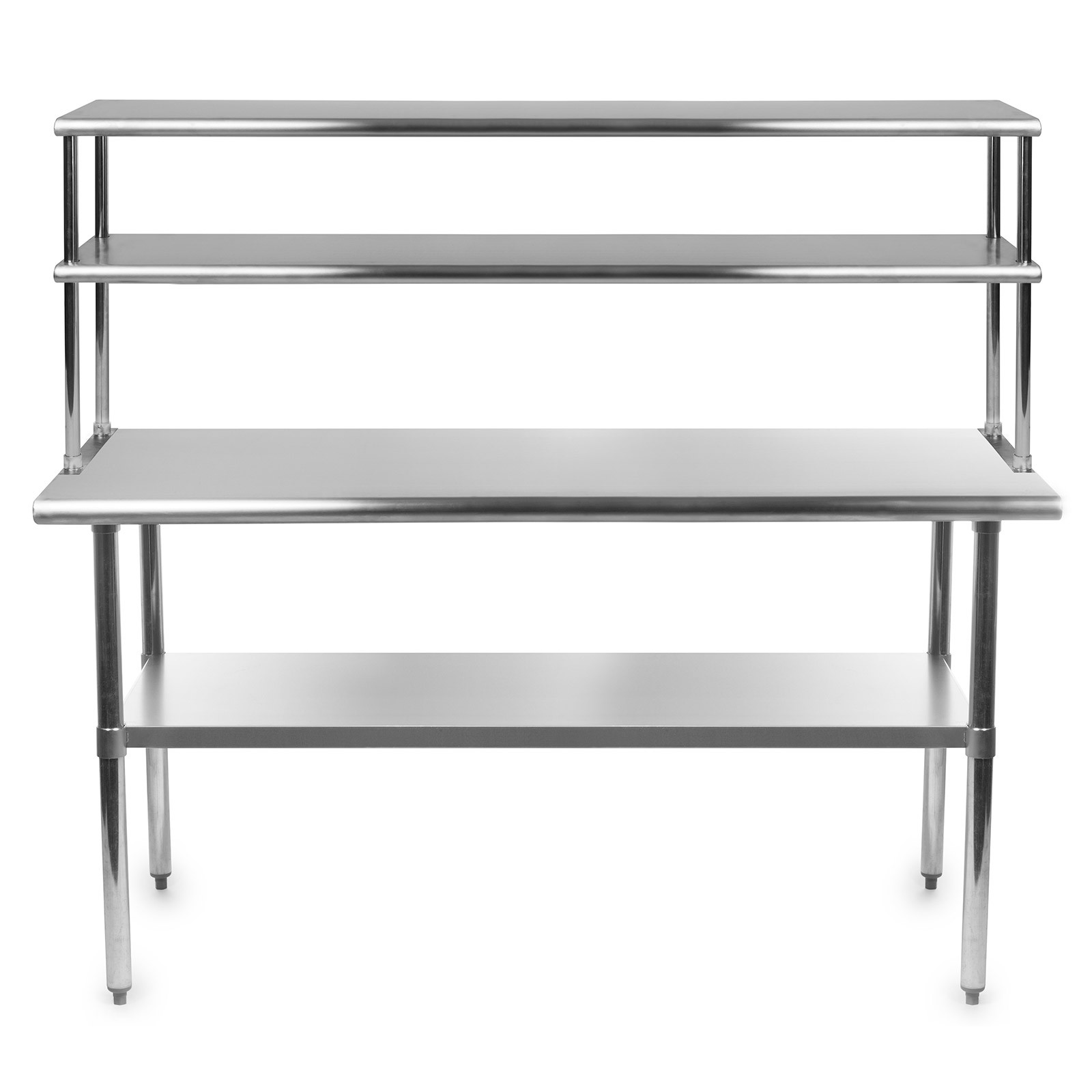 Stainless Steel Commercial Kitchen Prep Table with Double Overshelf- 30" x 60"