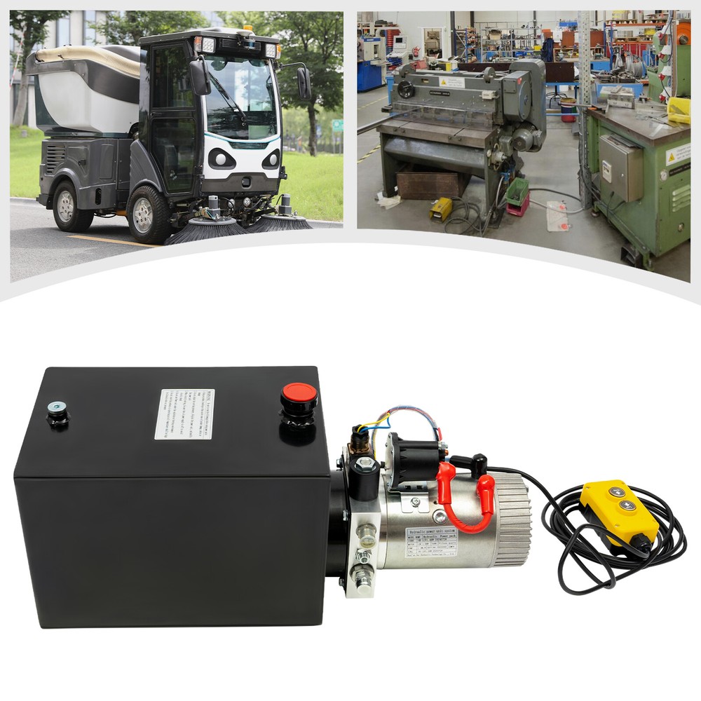 15qt Single Acting Hydraulic Pump 12V DC Dump Trailer Power Unit & Wired Control