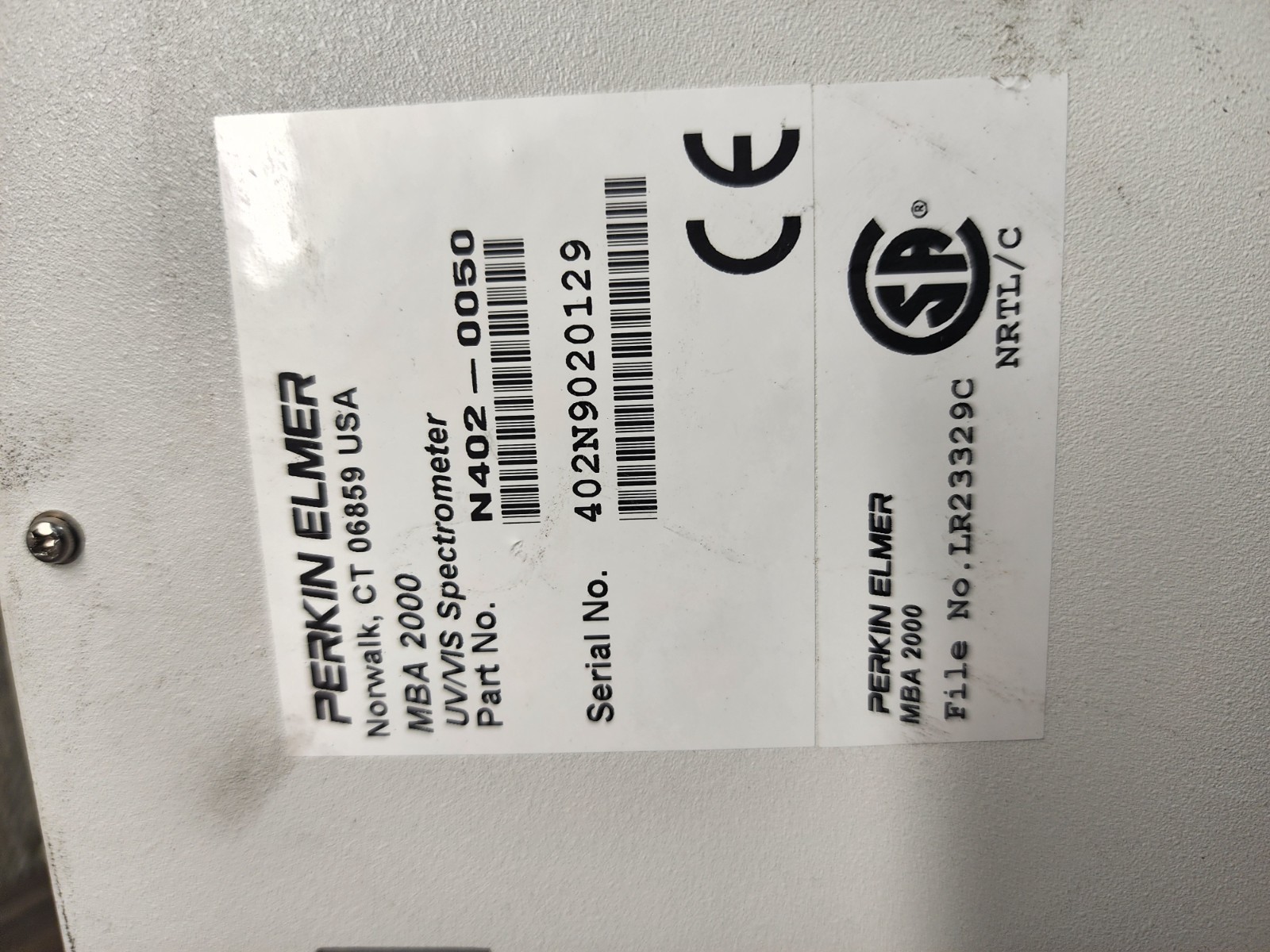 Perkin Elmer MBA 2000 UV/VIS Spectrometer N402-0050