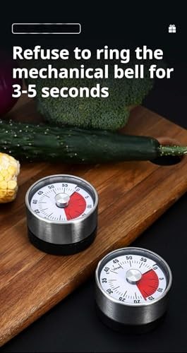 mechanical Timer,Kitchen Timer Wind up ，Stainless Steel Body, with Magnetic