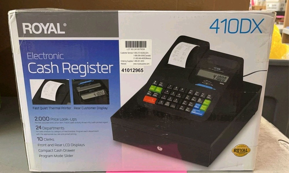 Royal 410dx Electronic Cash Register, 9-Digit LCD