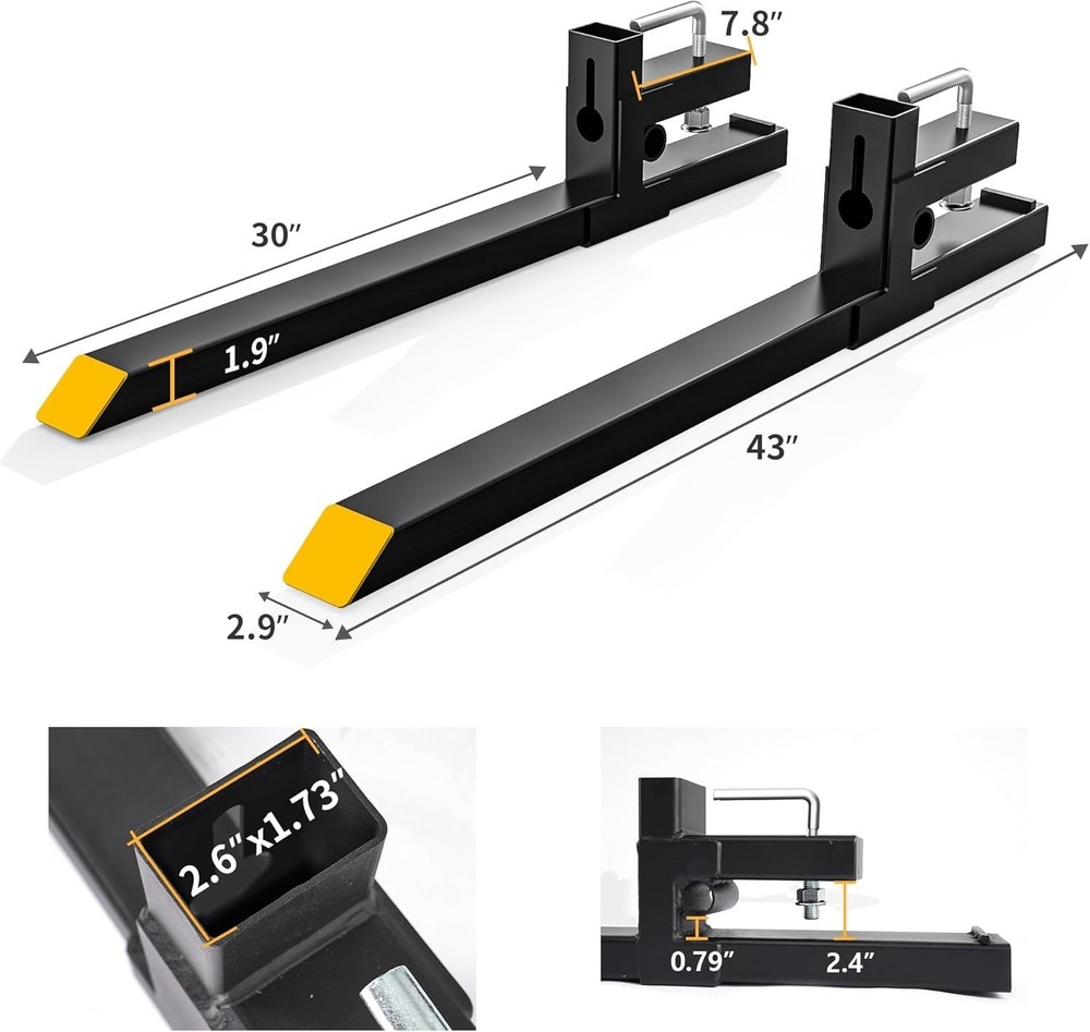 60" Clamp on Tractor Forks, 4000lbs Capacity