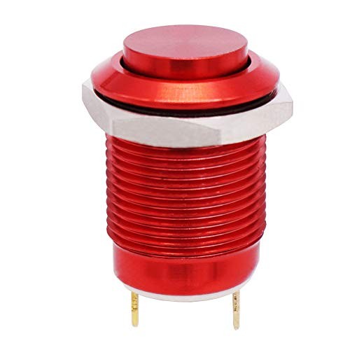 /12mm 1/2" Waterproof Metal Shell Momentary Raised Top Push Button Switch Red