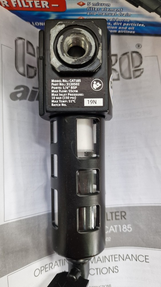 Clarke CAT185 1/4" Compact Airline Filter Water Trap Compressor Sample