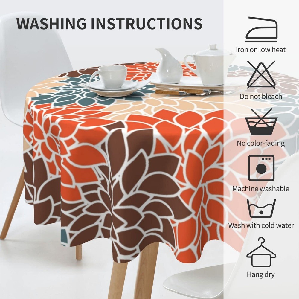 Boho round Tablecloth 60Inch Bohemia Table Cloth,Colorful Tablecloth Polyester