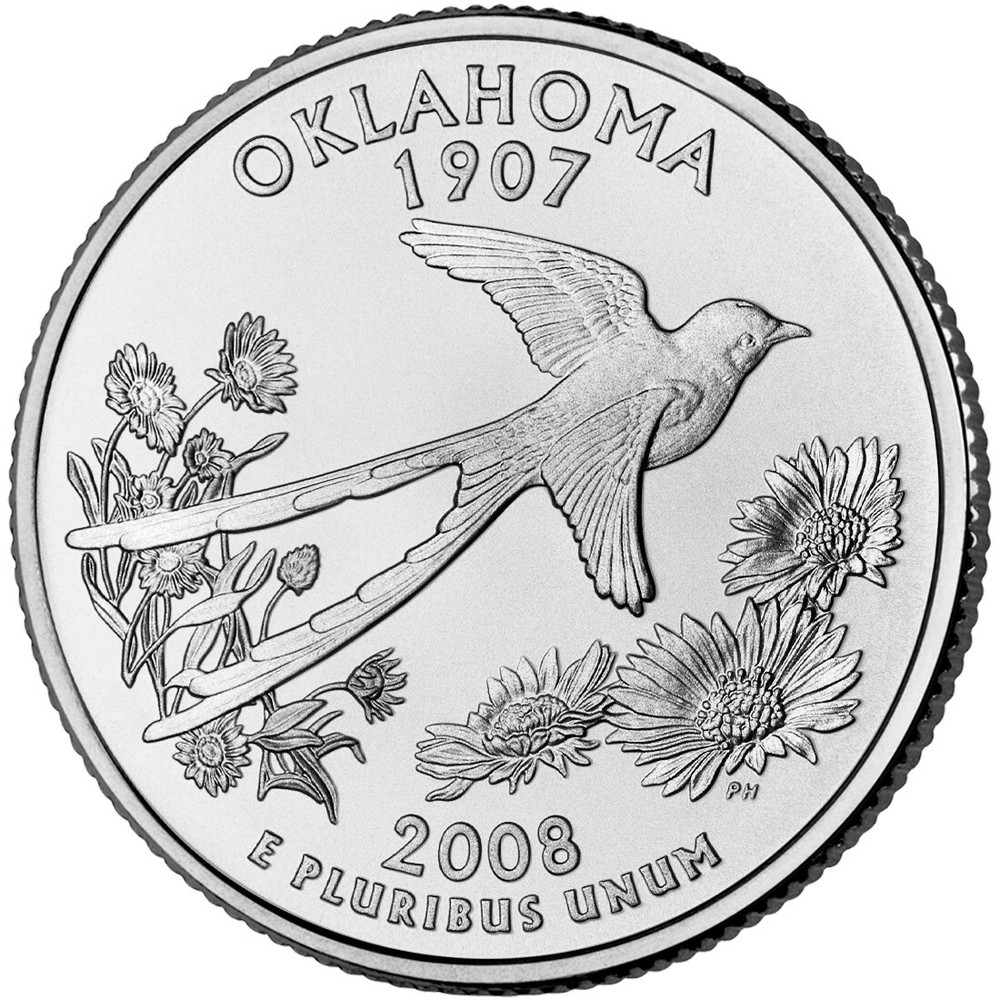 2008 D Oklahoma State Quarter from U.S. Mint roll "Brilliant Uncirculated"