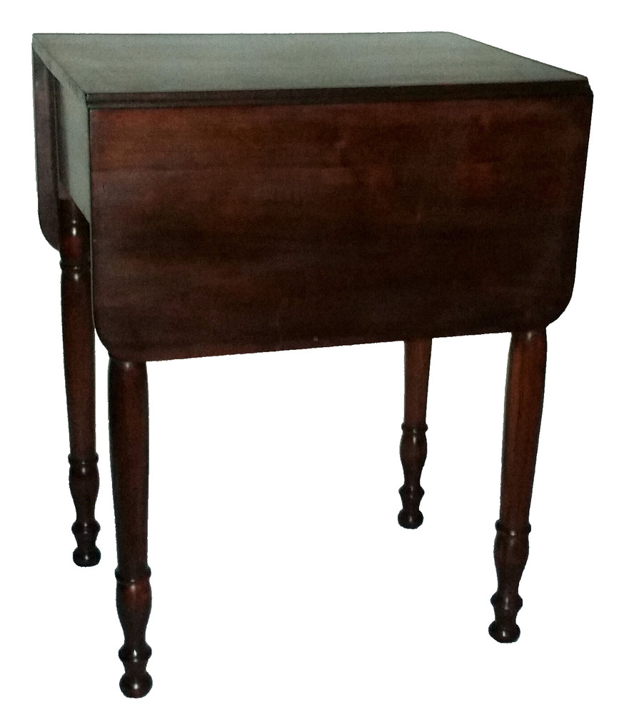Nightstand, Lamp TABLE, Sheraton, Solid Cherry, Drawer, Dropleaf, 29"t, c1820