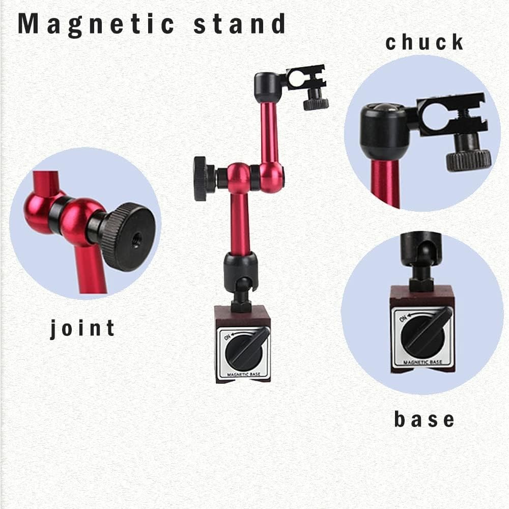 Red Adjustable Magnetic Base Holder for Digital Dial Indicator