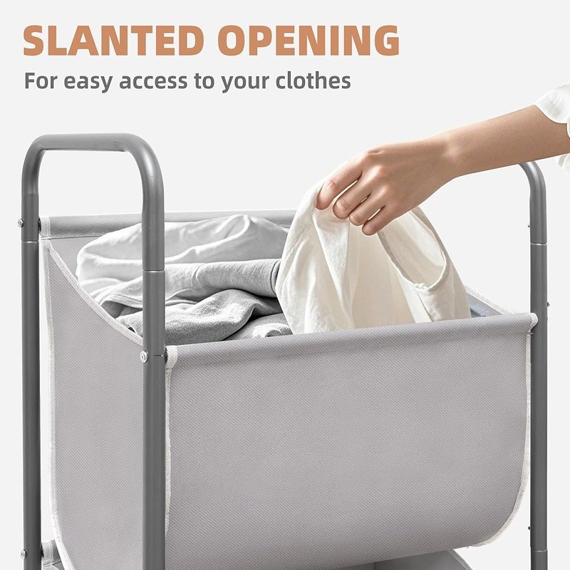 Space Saving Laundry Sorter 120L Capacity Multi Compartment Hamper W/ Wheels New