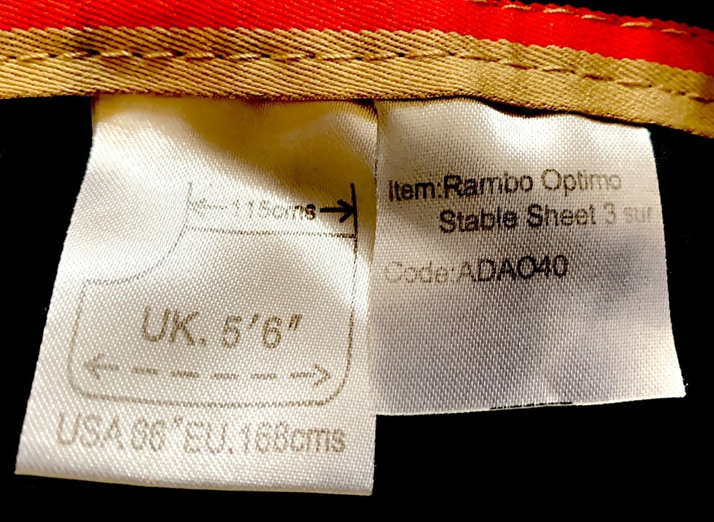 Horseware Rambo Optimo Stable Sheet 66" 0g New!