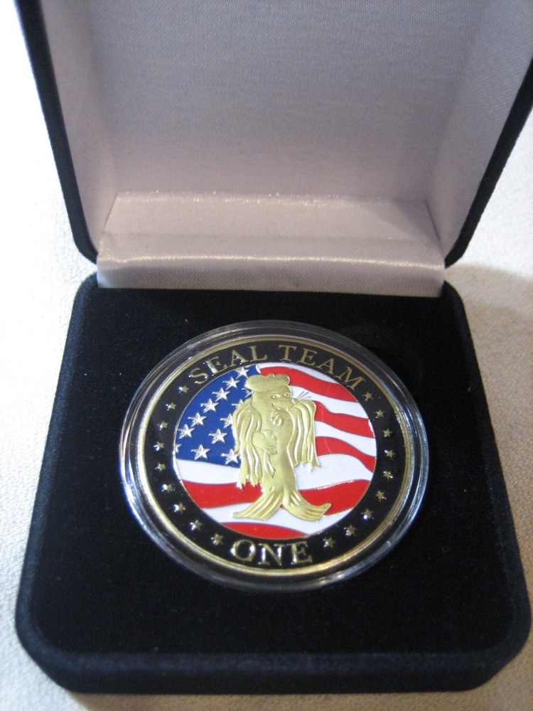 US NAVY SEAL TEAM ONE Challenge Coin w/ Presentation Box