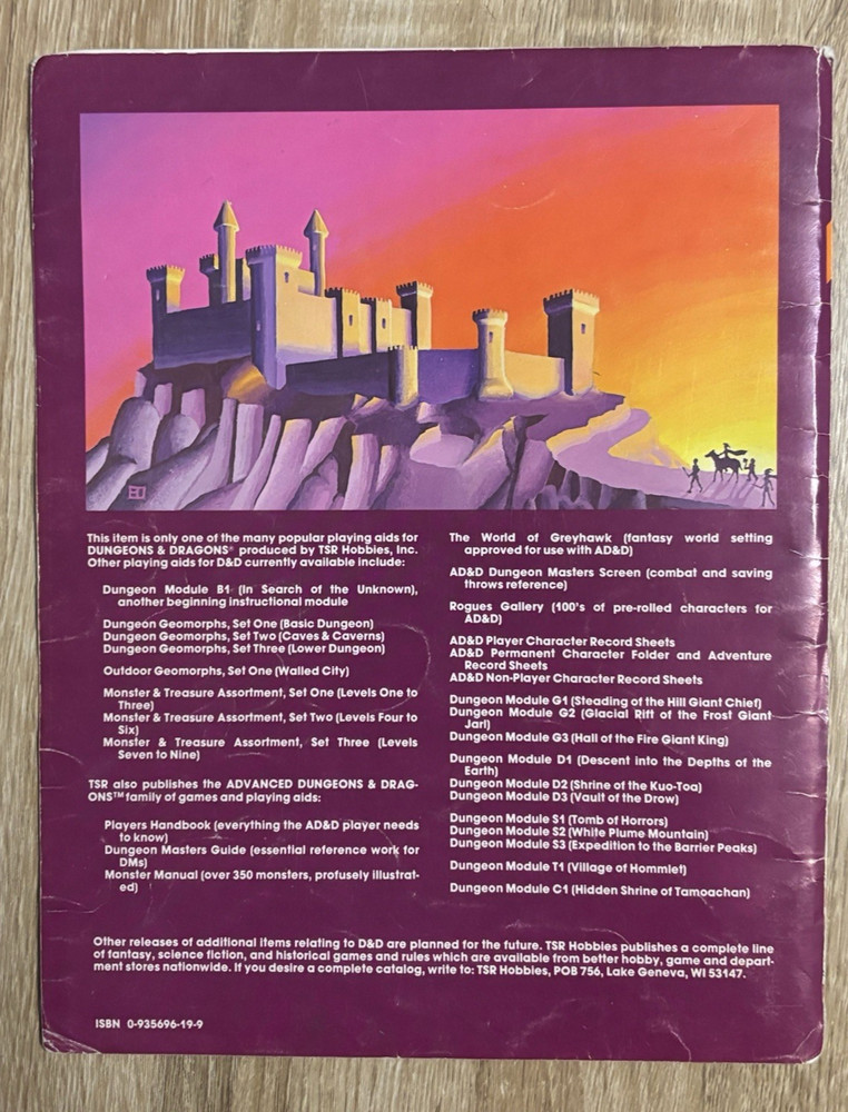 TSR Dungeons & Dragons Module B2 The Keep on the Borderlands 1981 9034
