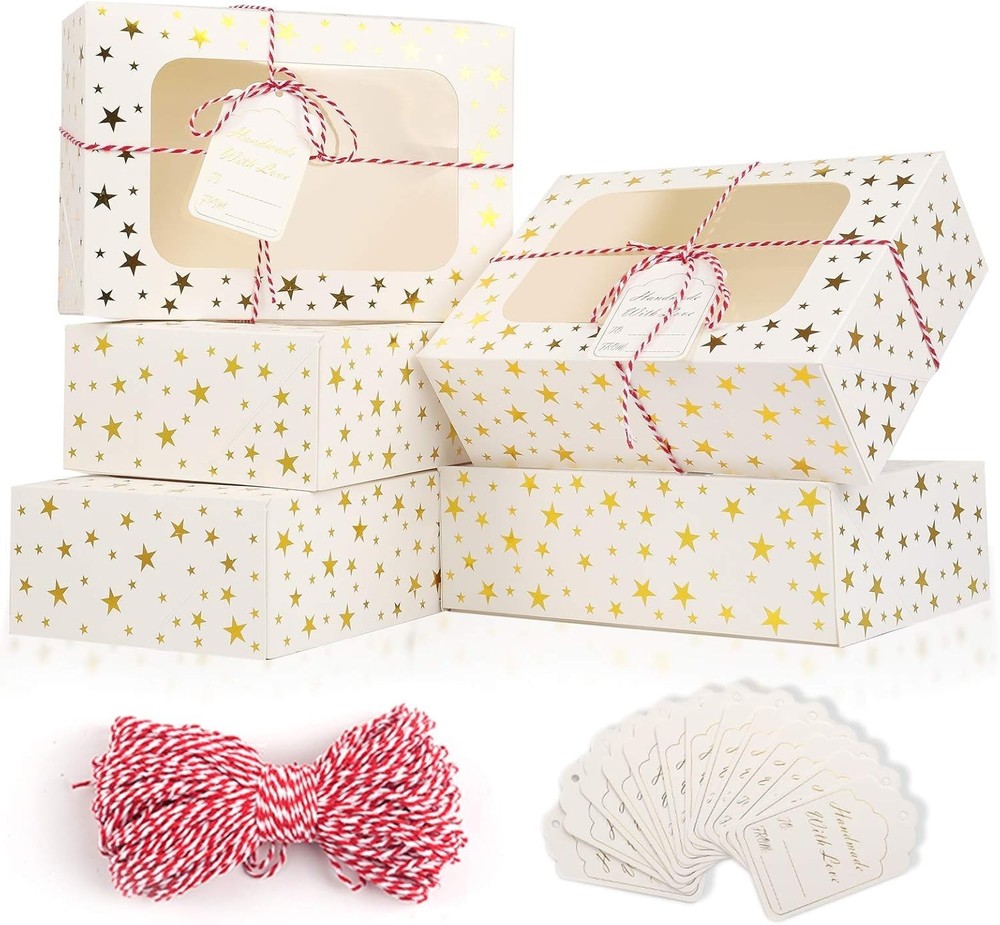 Christmas Cookie Boxes with Window 24 Pack Gift Boxes for Baked Goods