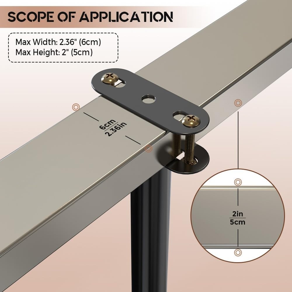 Under Bed Metal Support Legs, Adjustable Height Bed Frame Support Leg, Bed Sl...