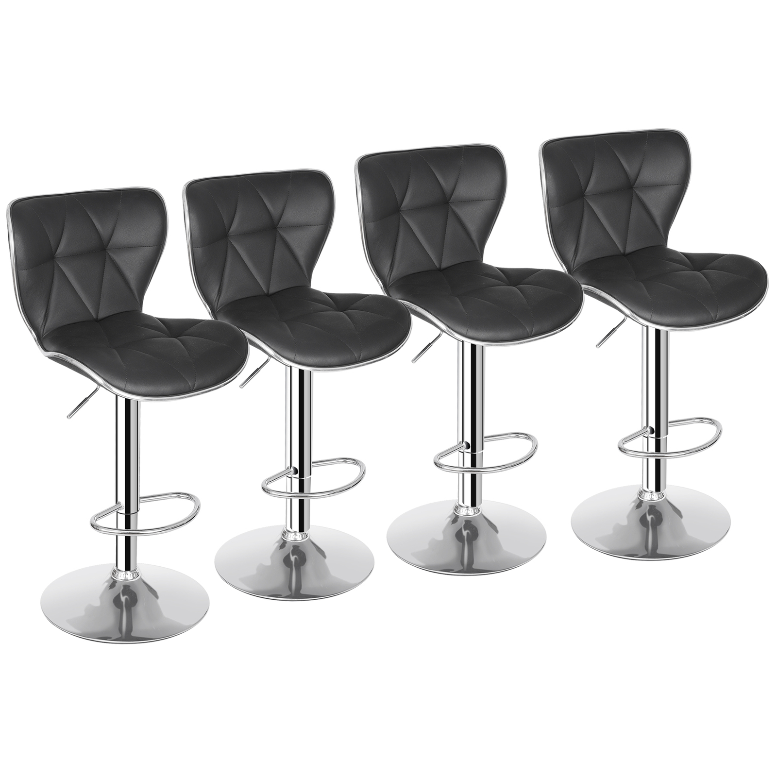 Set of 4 Swivel Bar Stools w/Shell Back Ajustable Height Footrest Design Home