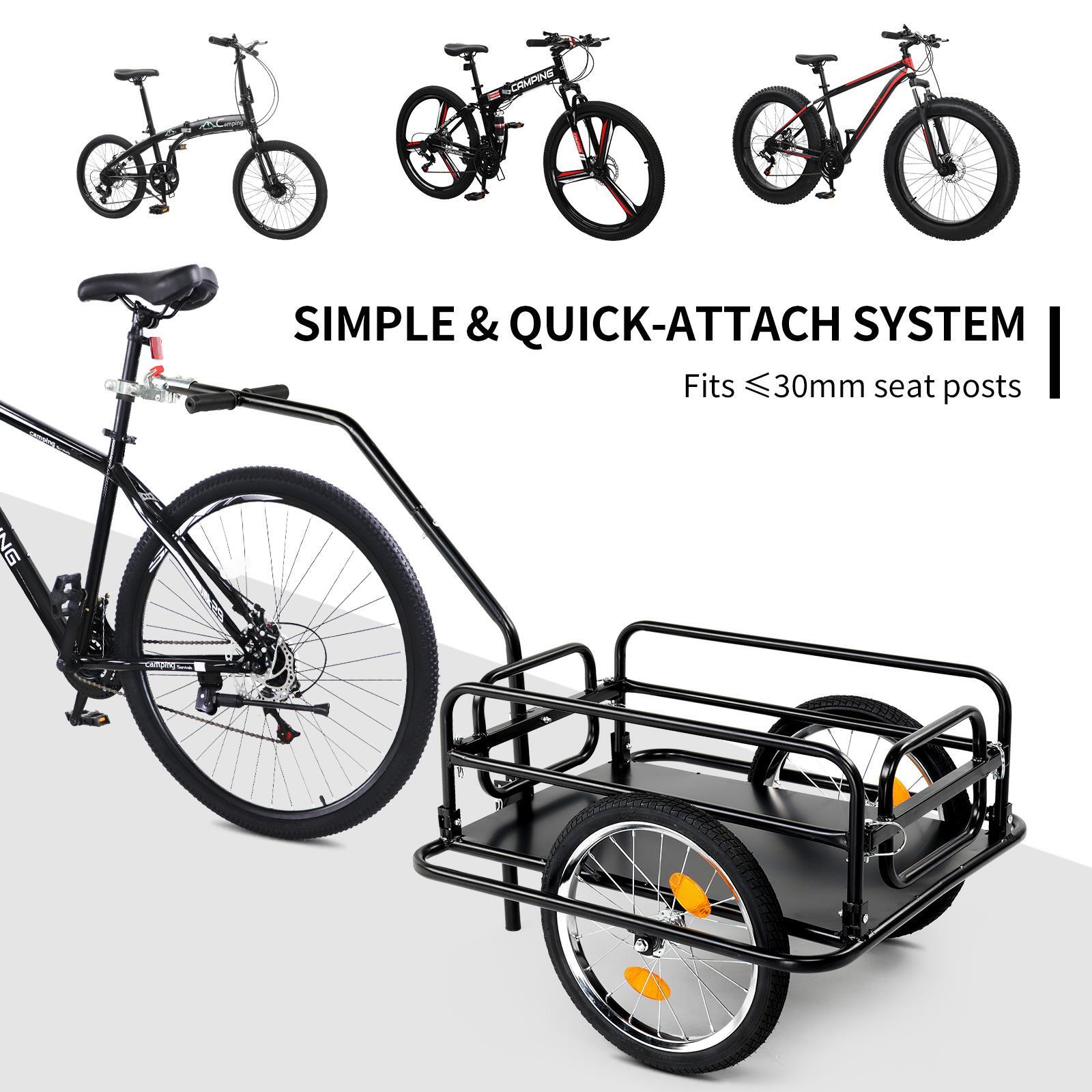 Bike Cargo Trailer Foldable Bicycle Cart Wagon Trailer Universal Hitch Black