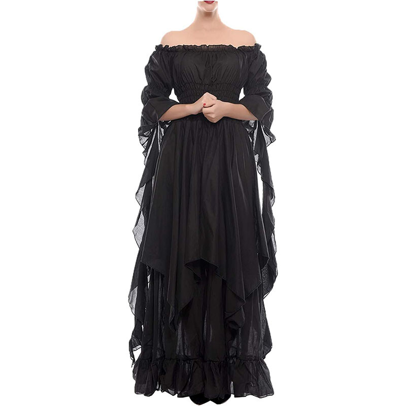 Victorian Dress Renaissance Costume Women Gothic Witch Dress Medieval Long Dress
