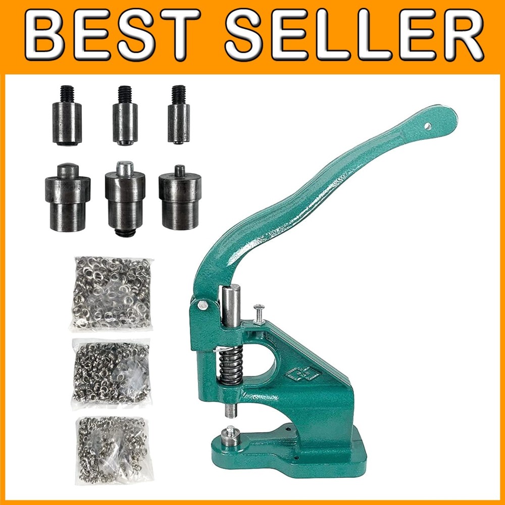 Grommet Press Machine Kit - 3 Size Dies & 1500 Pcs Grommets